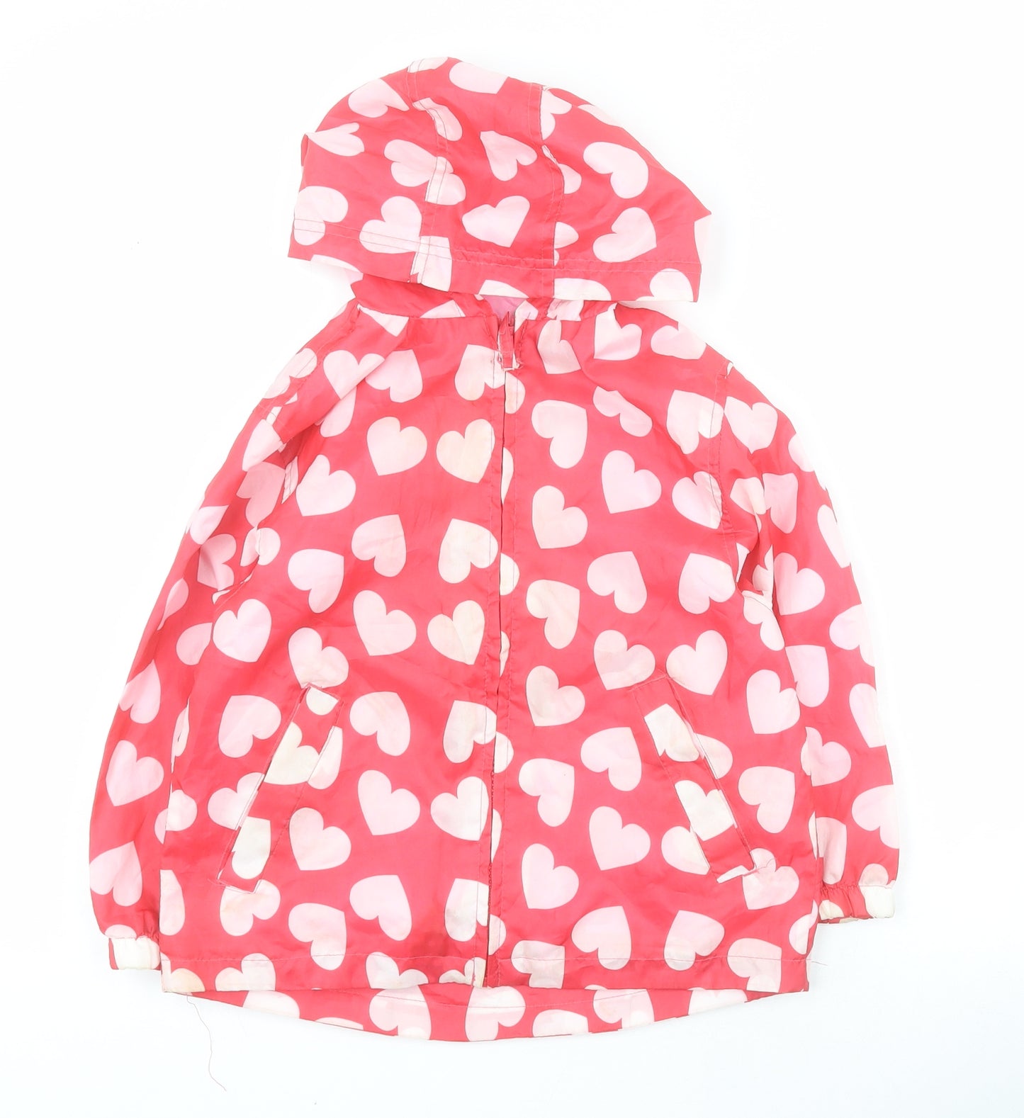 TU Girls Pink   Rain Coat Coat Size 3-4 Years  Zip - Hearts