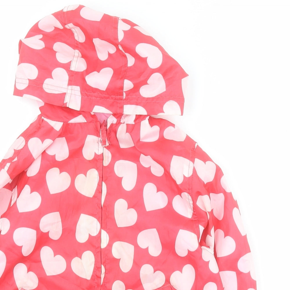 TU Girls Pink   Rain Coat Coat Size 3-4 Years  Zip - Hearts