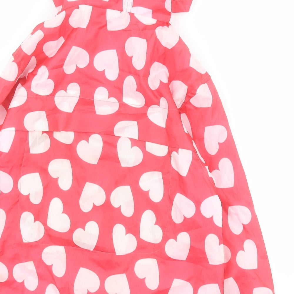 TU Girls Pink   Rain Coat Coat Size 3-4 Years  Zip - Hearts