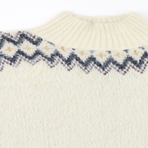 Matalan Girls Multicoloured High Neck Fair Isle Polyester Pullover Jumper Size 9 Years  Pullover