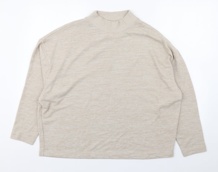 H&M Womens Beige Round Neck  Polyester Pullover Jumper Size M