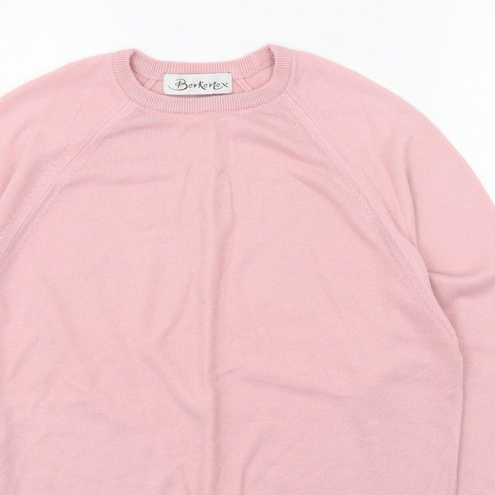 Berkertex Womens Pink Round Neck  Acrylic Pullover Jumper Size 14