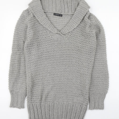 Primark Womens Grey Roll Neck  Acrylic Pullover Jumper Size 12