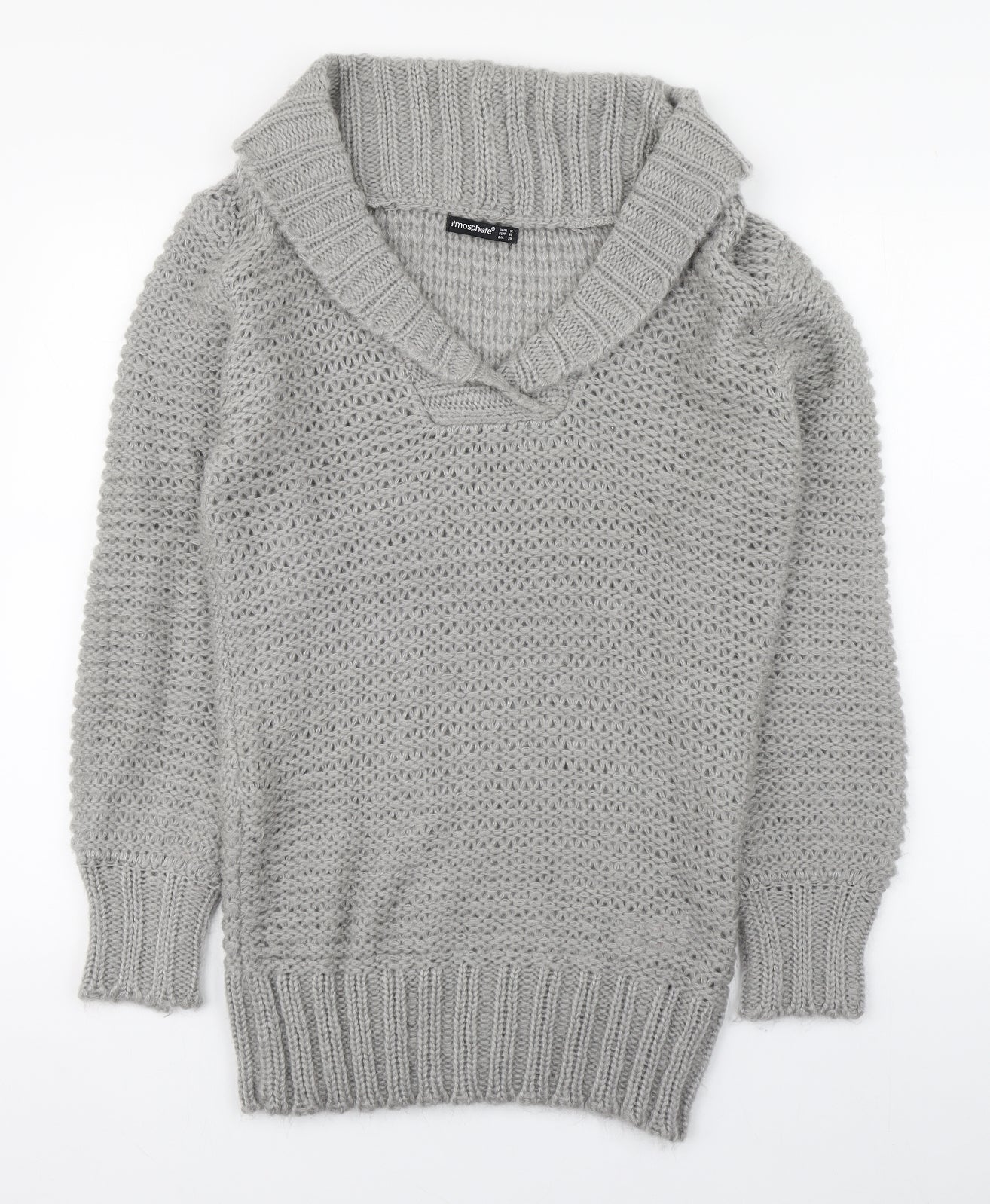 Primark Womens Grey Roll Neck  Acrylic Pullover Jumper Size 12