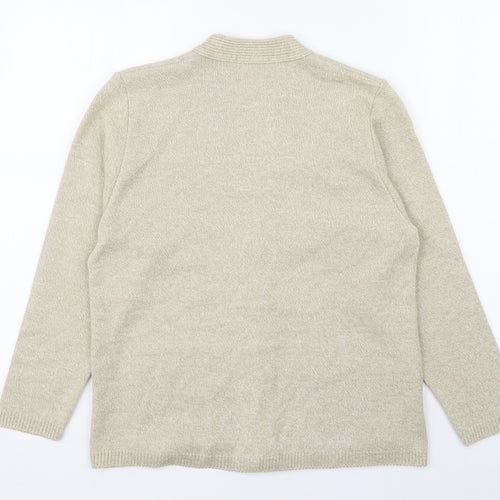 Care Womens Beige V-Neck  Acrylic Cardigan Jumper Size S
