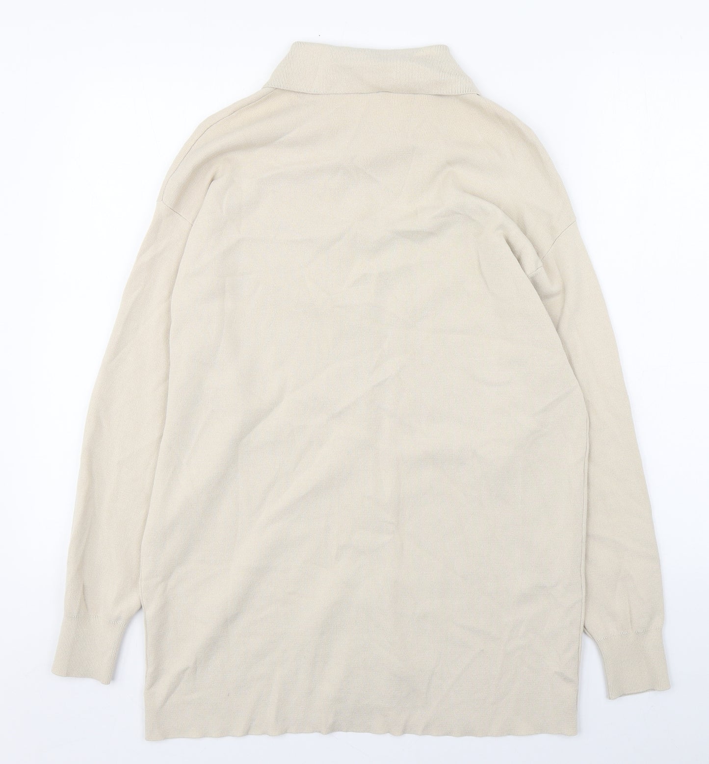 Zara Womens Beige Collared  Viscose Cardigan Jumper Size S