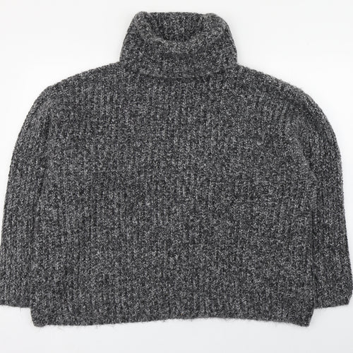 Zara Womens Grey Roll Neck  Acrylic Pullover Jumper Size L