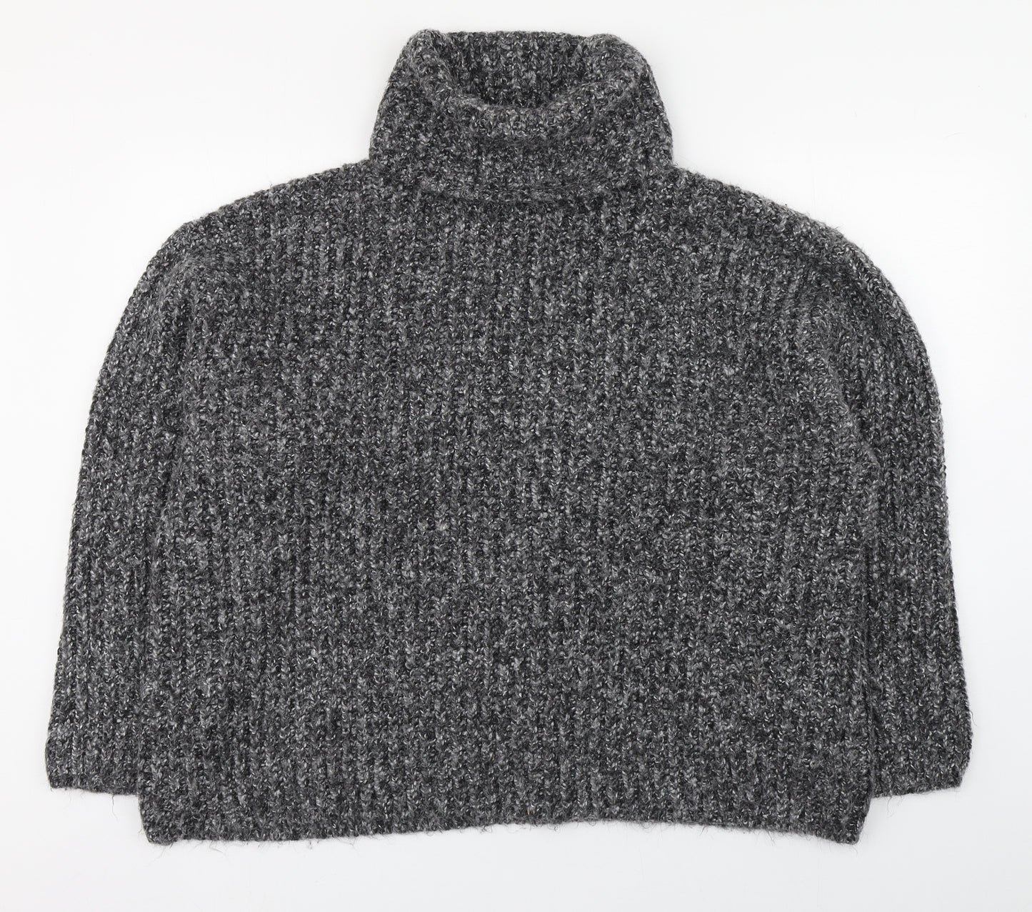 Zara Womens Grey Roll Neck  Acrylic Pullover Jumper Size L