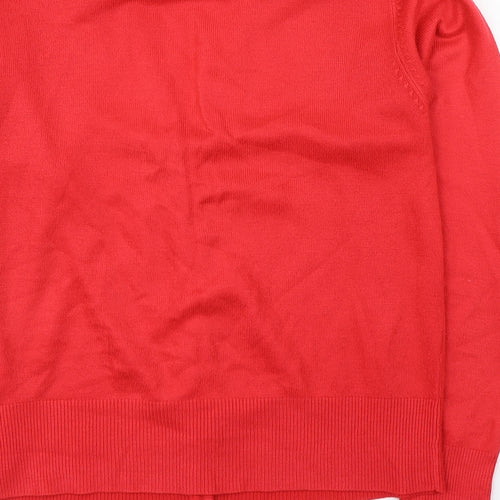 Fay Louise Womens Red V-Neck  Acrylic Cardigan Jumper Size M