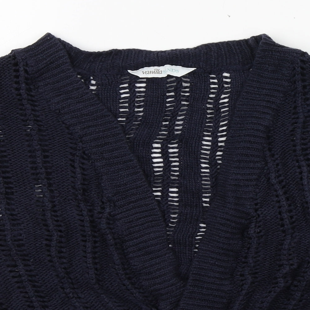 Vanilla Sands Womens Blue Round Neck  Acrylic Cardigan Jumper Size 22