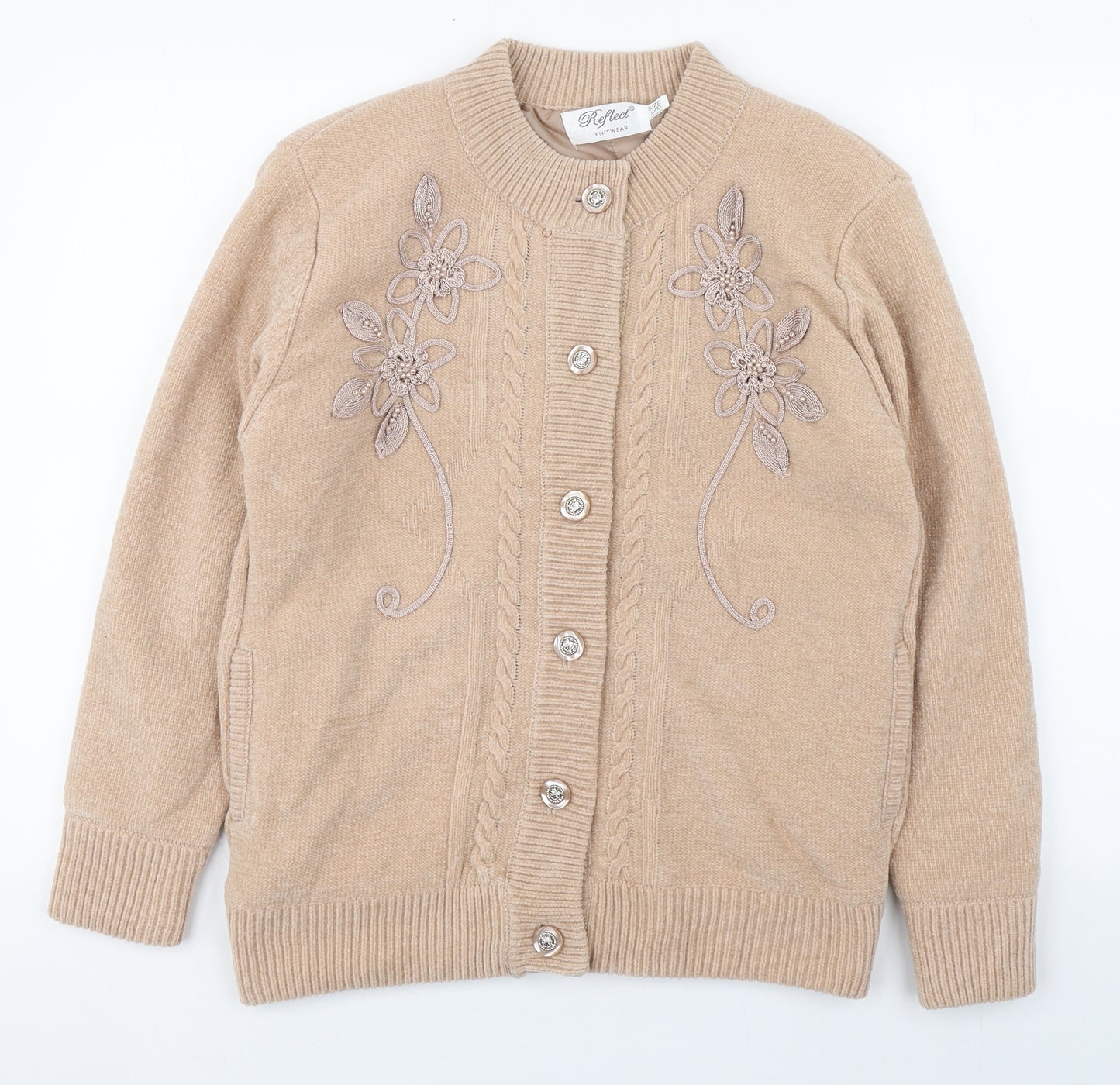 Reflect Womens Beige   Jacket Coatigan Size L  Button