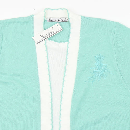 Pure & Natural Womens Green V-Neck  Acrylic Cardigan Jumper Size L