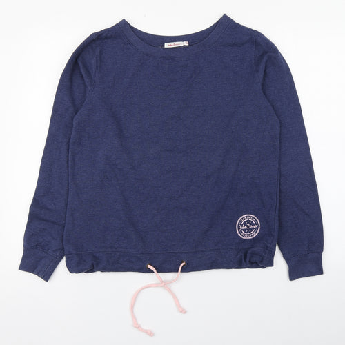 John Baner Womens Blue Round Neck  Cotton Pullover Jumper Size 10