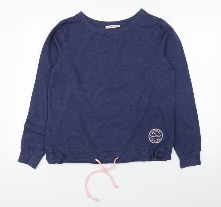 John Baner Womens Blue Round Neck Cotton Pullover Jumper Size 10
