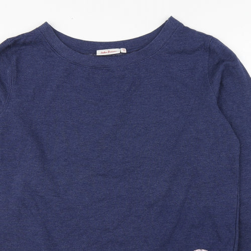 John Baner Womens Blue Round Neck  Cotton Pullover Jumper Size 10