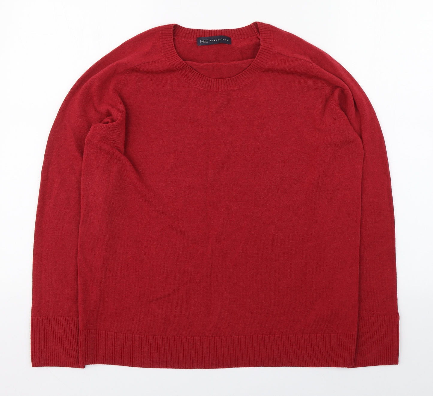 Marks and Spencer Womens Red Round Neck  Acrylic Pullover Jumper Size 16
