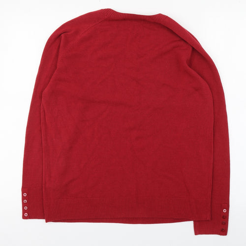 Marks and Spencer Womens Red Round Neck  Acrylic Pullover Jumper Size 16