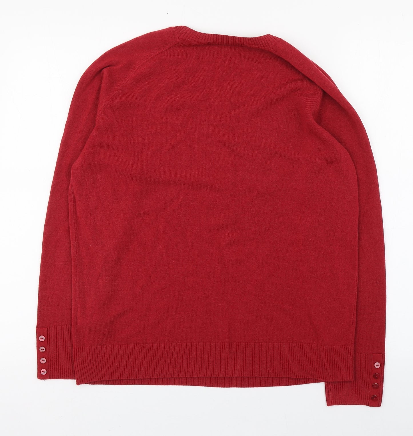 Marks and Spencer Womens Red Round Neck  Acrylic Pullover Jumper Size 16