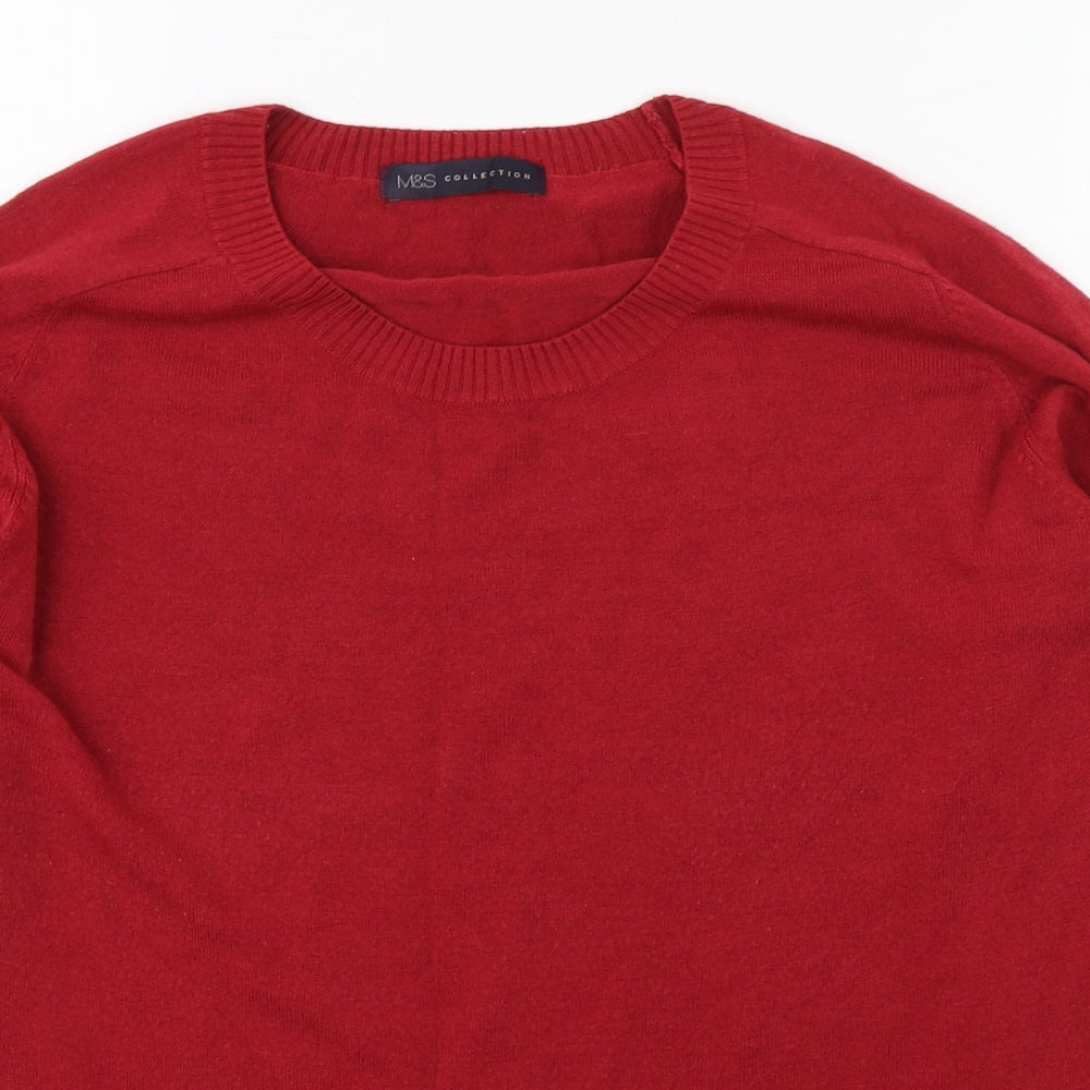 Marks and Spencer Womens Red Round Neck  Acrylic Pullover Jumper Size 16