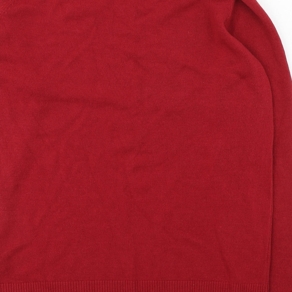 Marks and Spencer Womens Red Round Neck  Acrylic Pullover Jumper Size 16