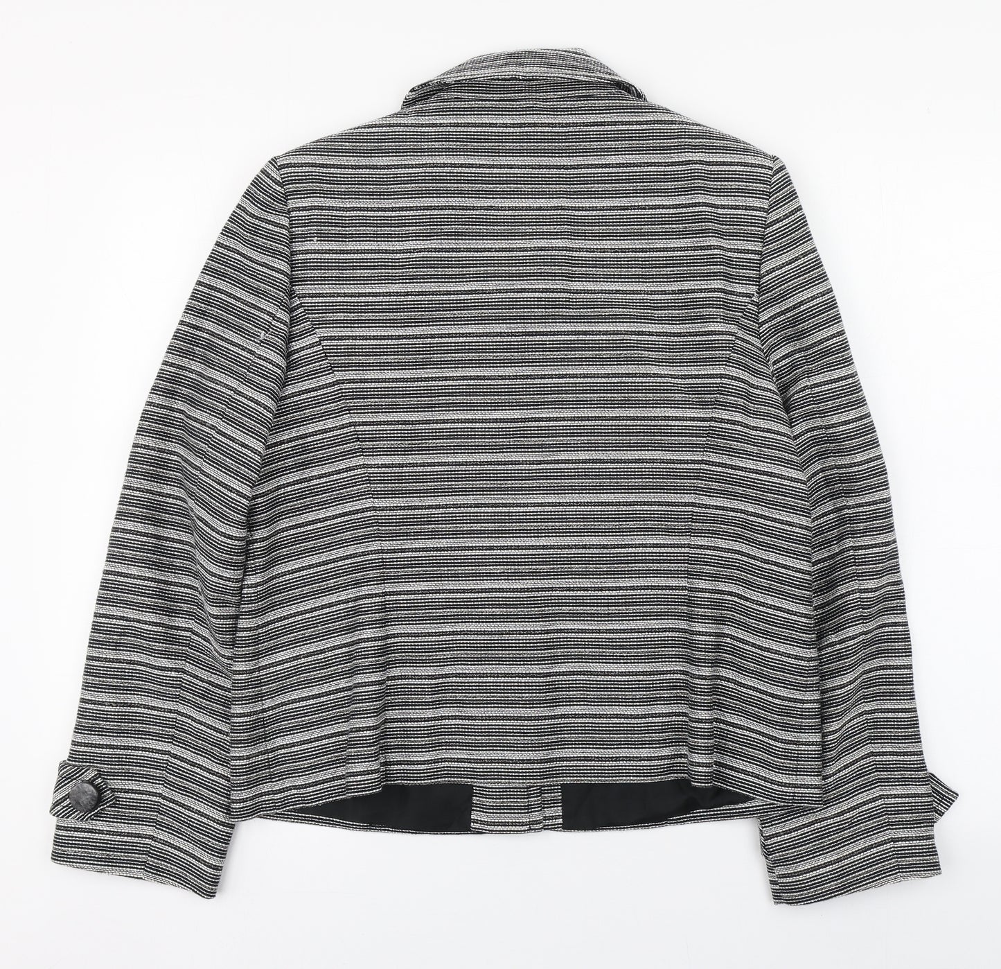 CC Womens Black Striped  Jacket Blazer Size 14  Button