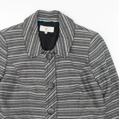 CC Womens Black Striped  Jacket Blazer Size 14  Button