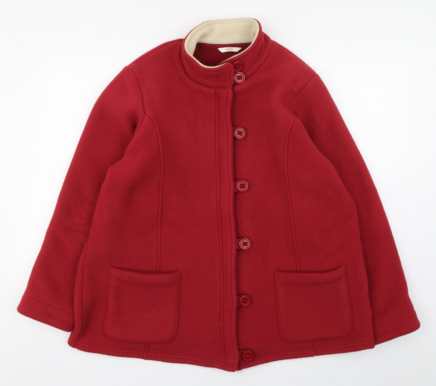 Marks and Spencer Womens Red High Neck  Polyester Full Zip Jumper Size 20