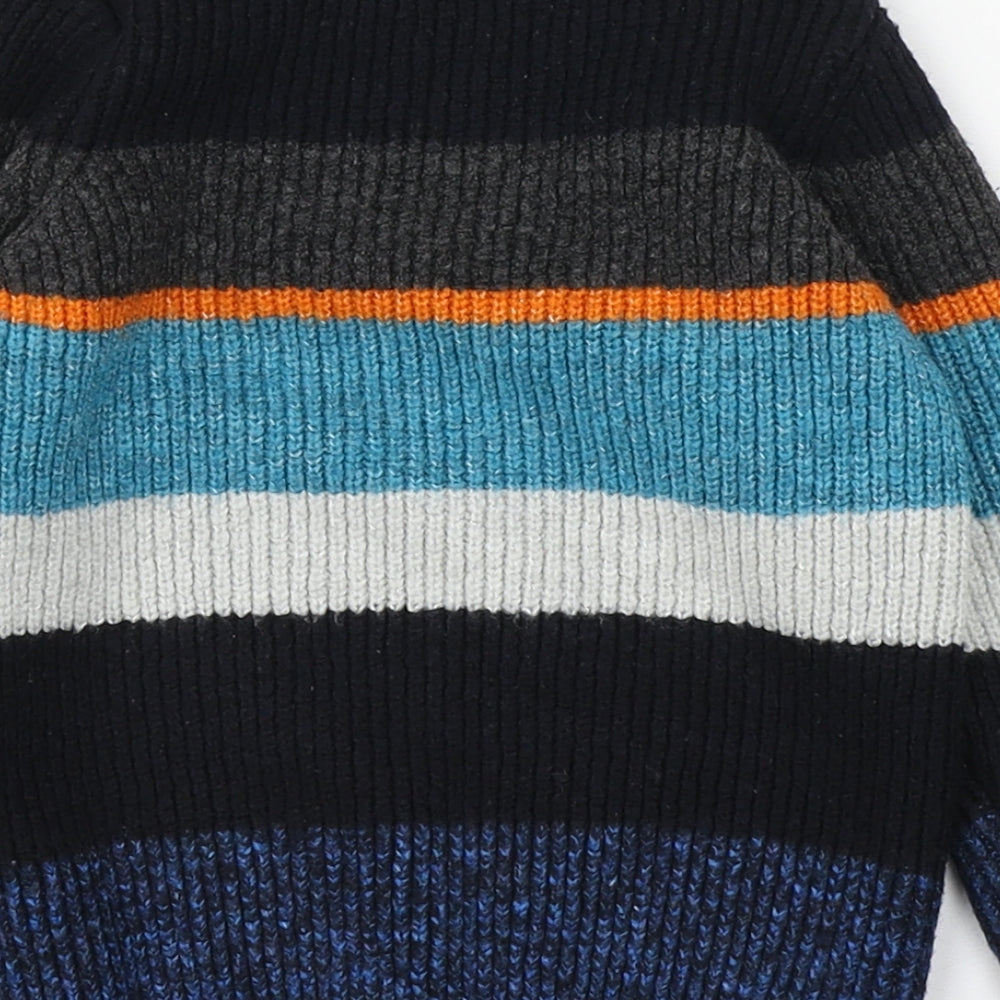 Marks and Spencer Boys Multicoloured Round Neck Striped Acrylic Pullover Jumper Size 2-3 Years