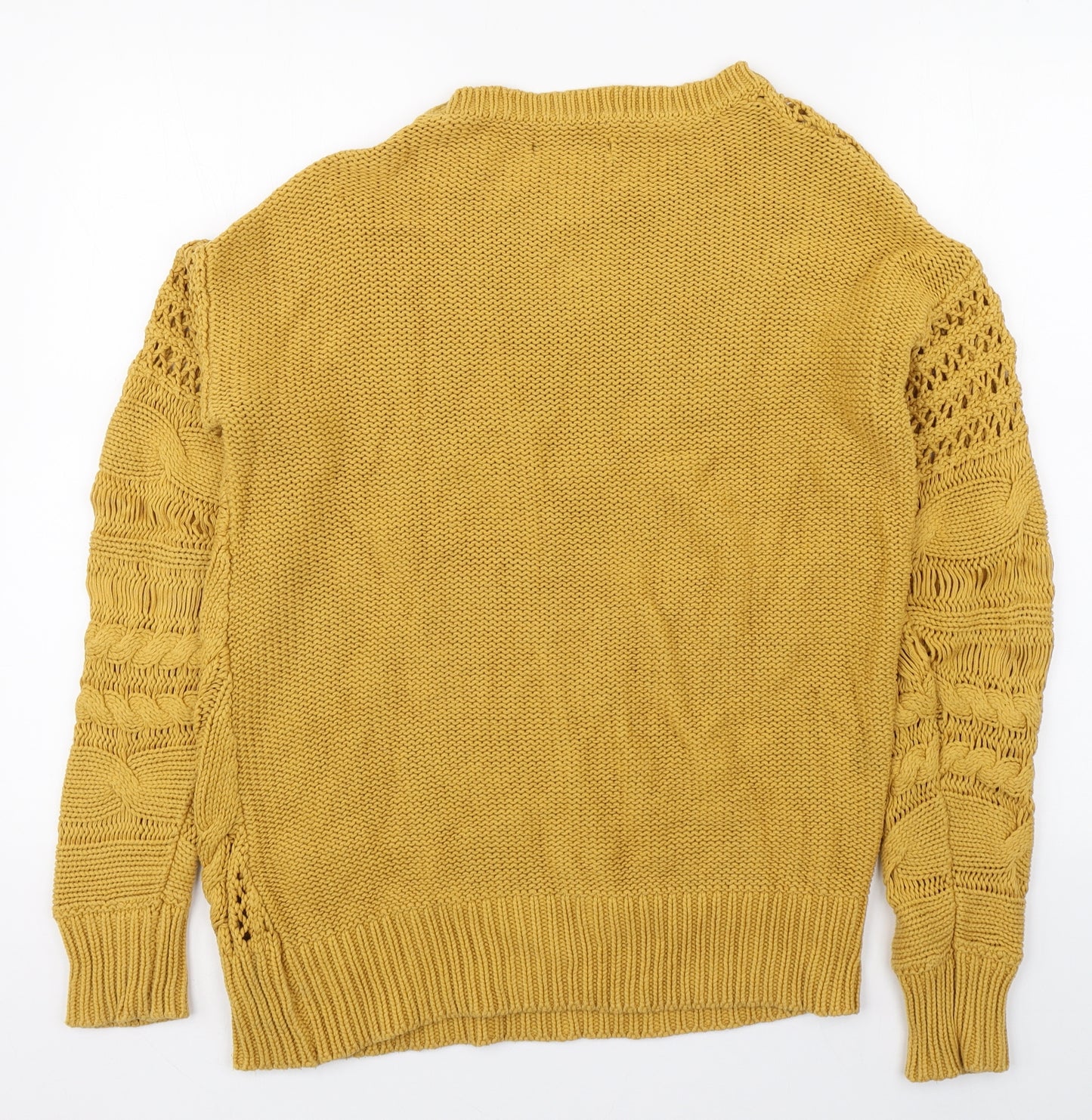Next Womens Yellow Round Neck  Cotton Pullover Jumper Size S