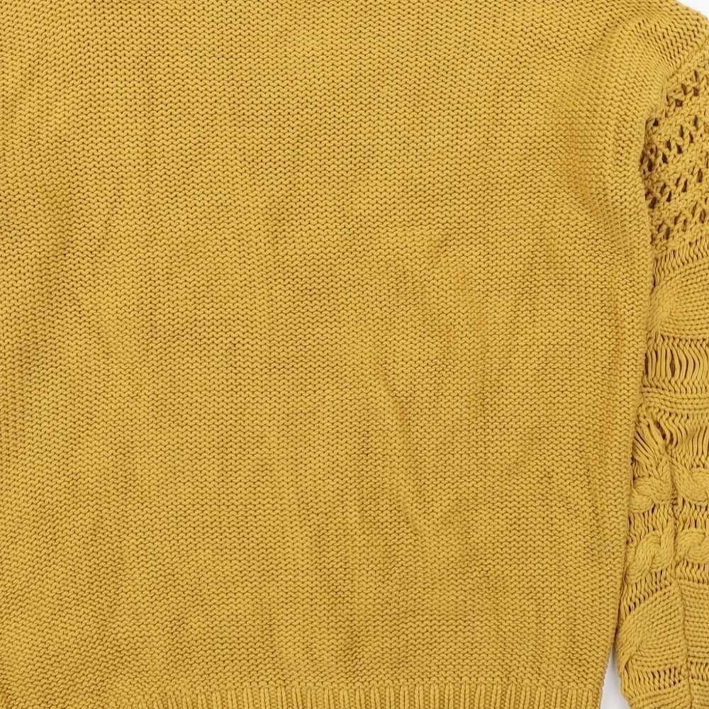 Next Womens Yellow Round Neck  Cotton Pullover Jumper Size S