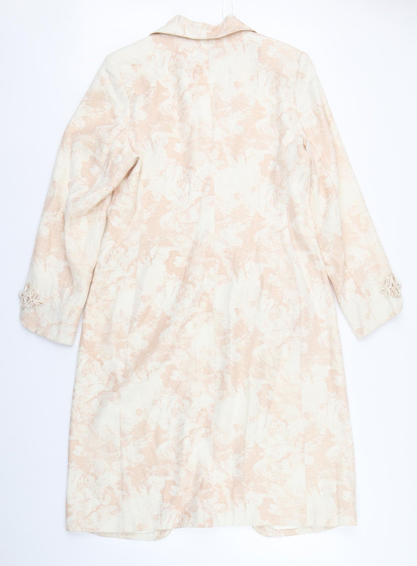 Gina Bacconi Womens Beige Floral  Overcoat Coat Size 14  Toggle