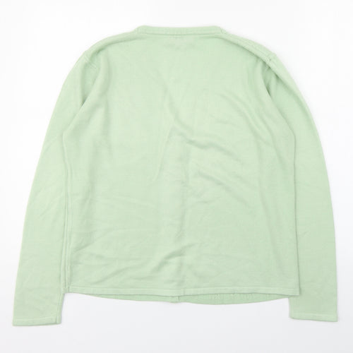 Lauren Taylor Womens Green V-Neck  Acrylic Cardigan Jumper Size S
