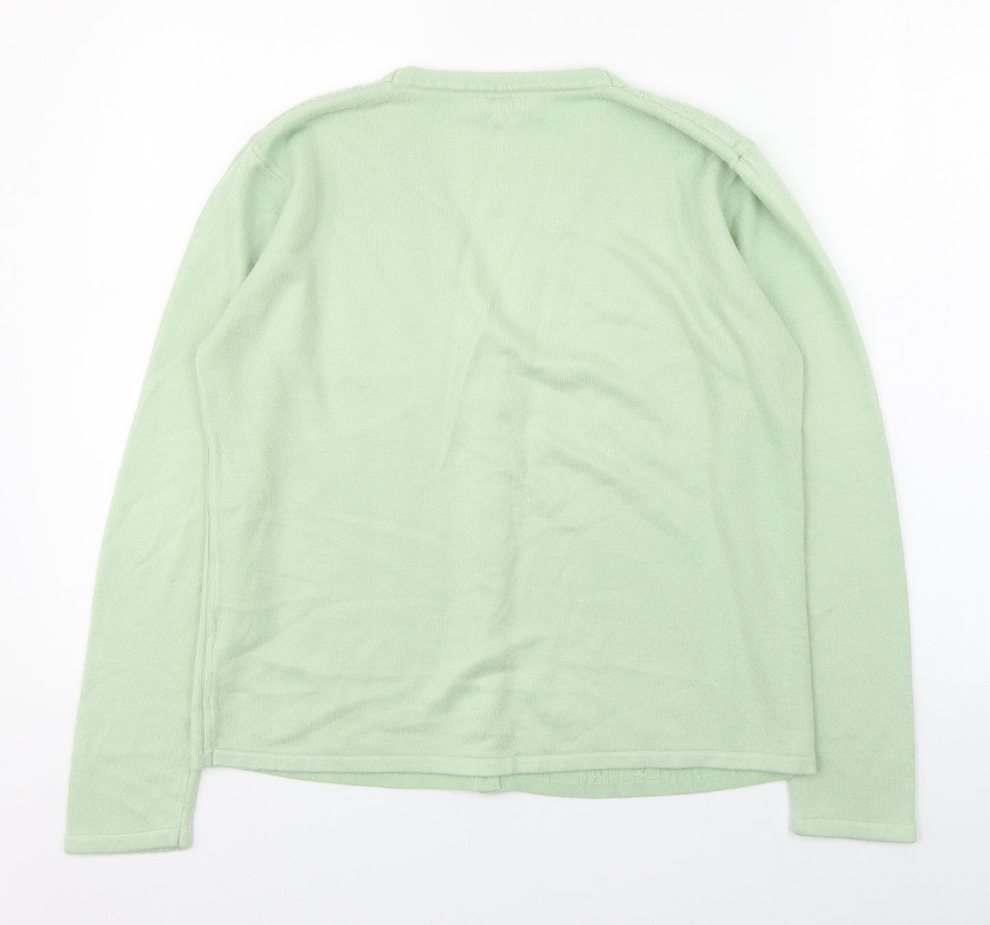 Lauren Taylor Womens Green V-Neck  Acrylic Cardigan Jumper Size S