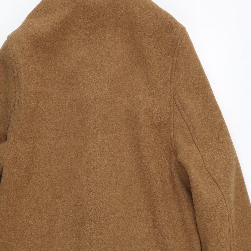 Stradivarius Mens Brown   Overcoat Coat Size S  Zip