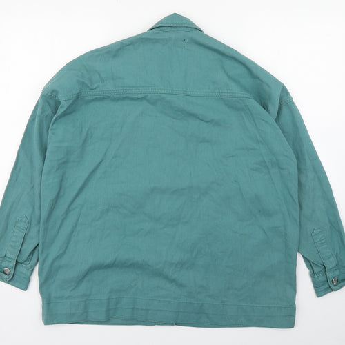 PRETTYLITTLETHING Womens Green  Cotton Basic Button-Up Size 4 Collared