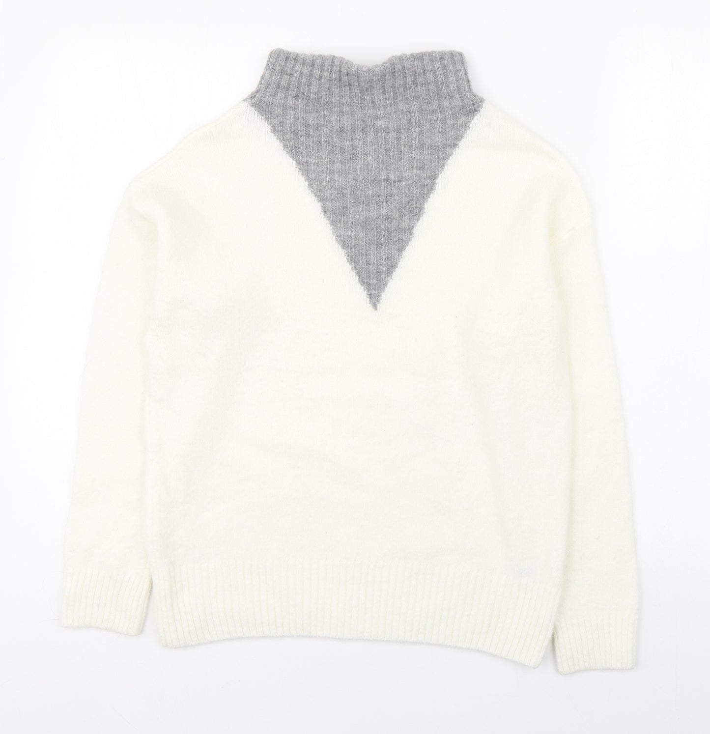 TU Womens White High Neck  Acrylic Pullover Jumper Size 12