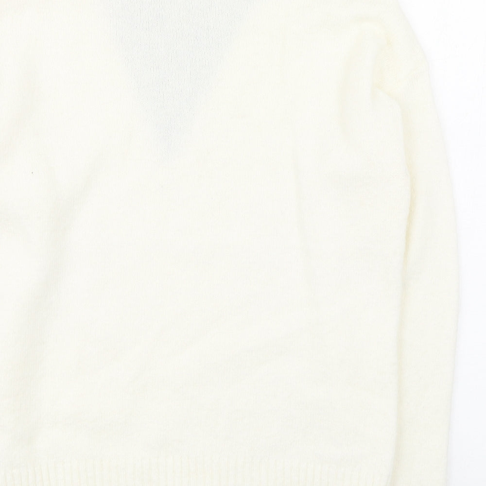 TU Womens White High Neck  Acrylic Pullover Jumper Size 12