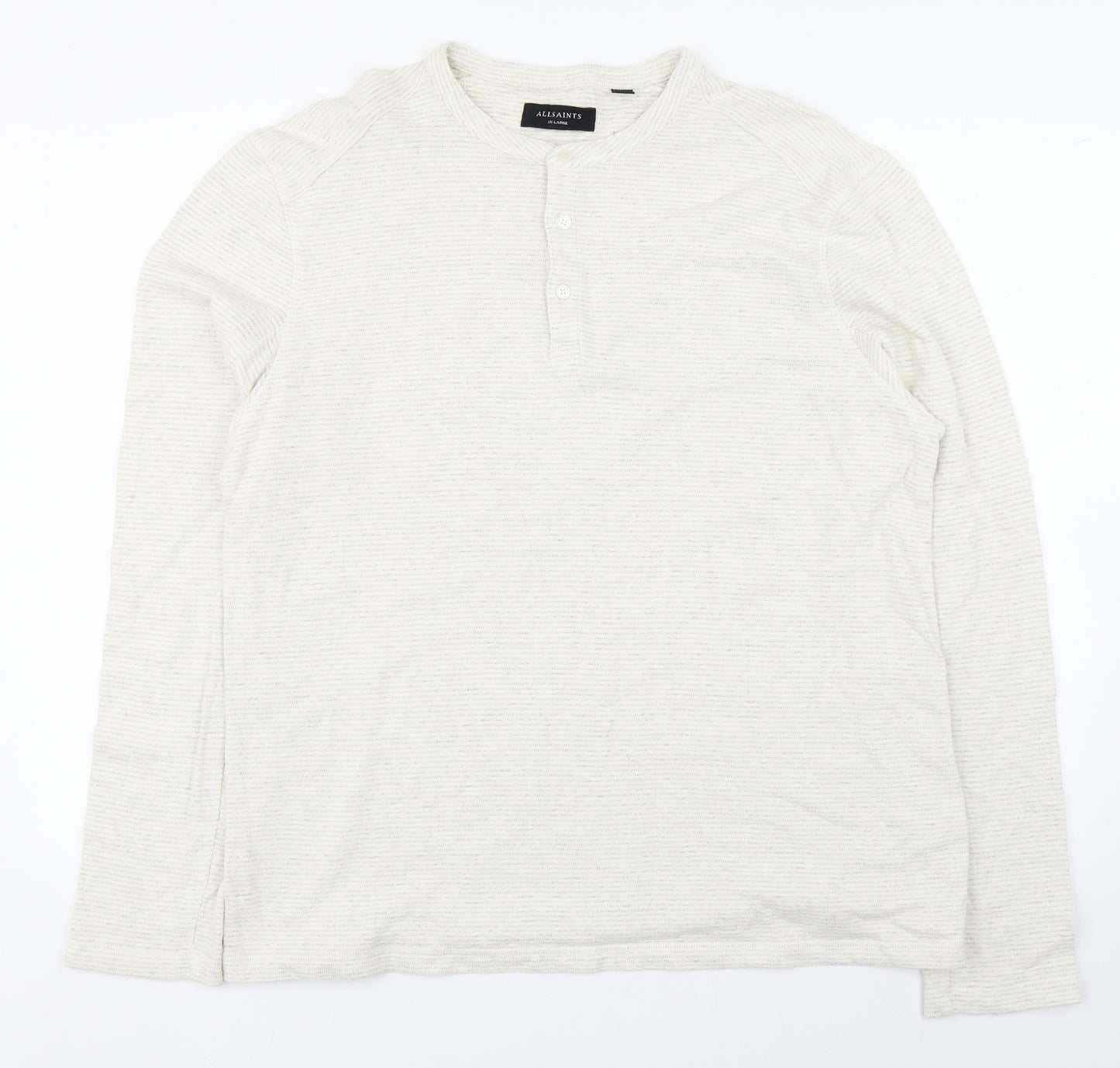 AllSaints Mens Ivory Round Neck  Cotton Pullover Jumper Size 2XL
