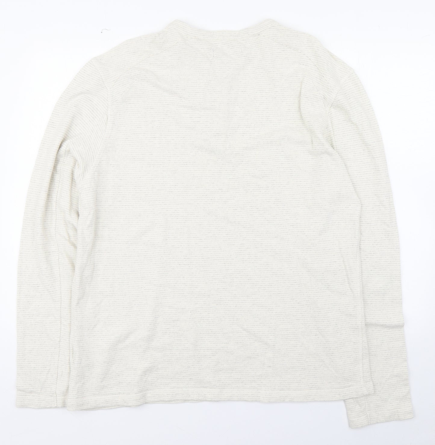 AllSaints Mens Ivory Round Neck  Cotton Pullover Jumper Size 2XL