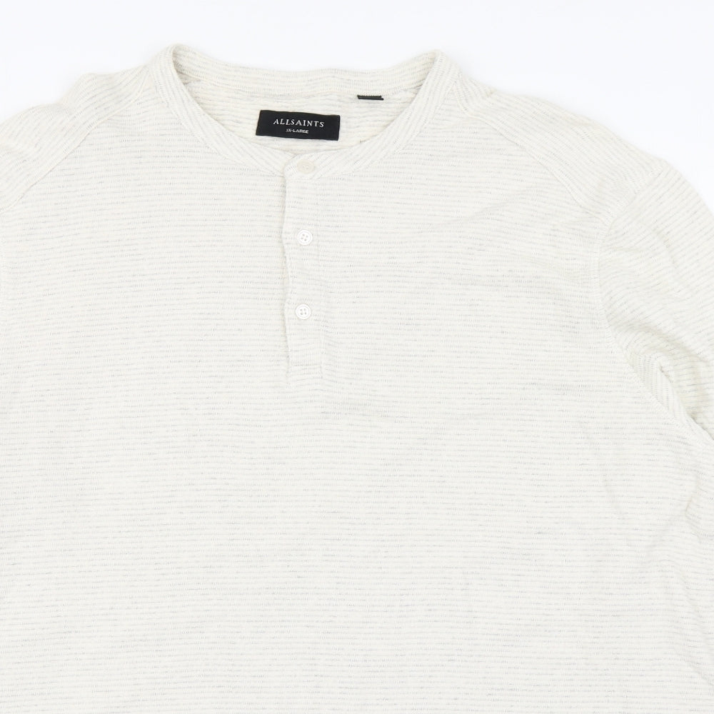 AllSaints Mens Ivory Round Neck  Cotton Pullover Jumper Size 2XL