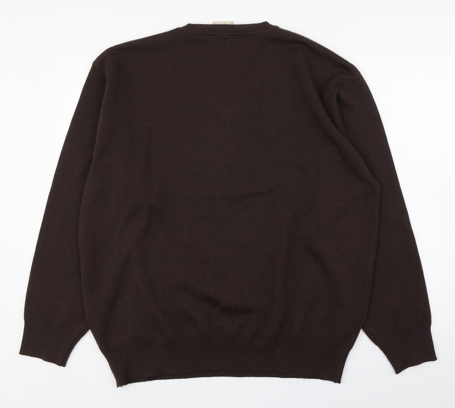 Gabicci Mens Brown V-Neck  Wool Pullover Jumper Size 2XL