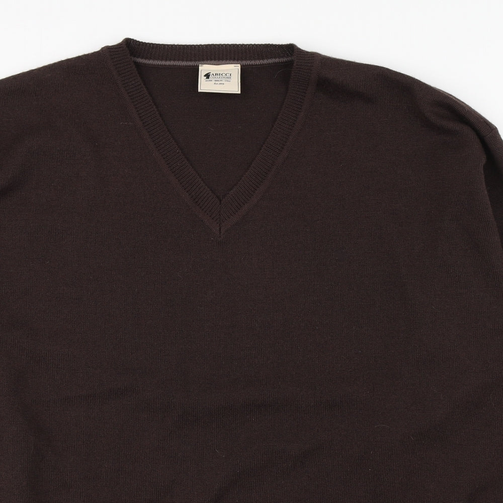 Gabicci Mens Brown V-Neck  Wool Pullover Jumper Size 2XL