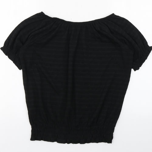 Matalan Womens Black  Polyester Basic Blouse Size 8 Boat Neck