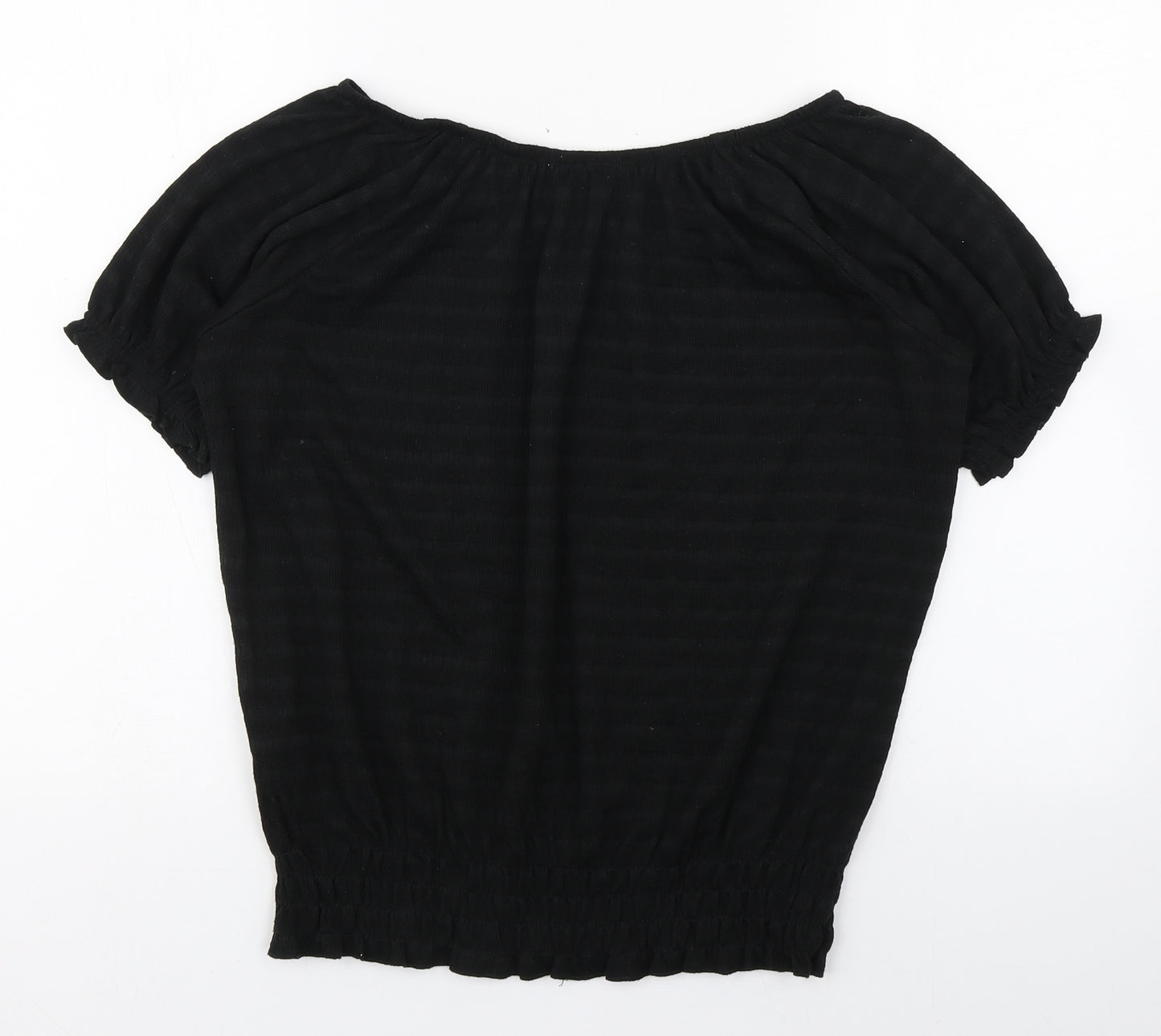 Matalan Womens Black  Polyester Basic Blouse Size 8 Boat Neck