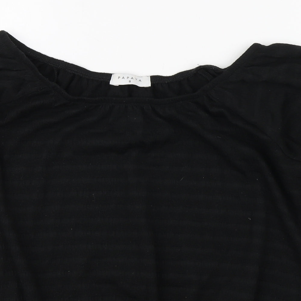 Matalan Womens Black  Polyester Basic Blouse Size 8 Boat Neck