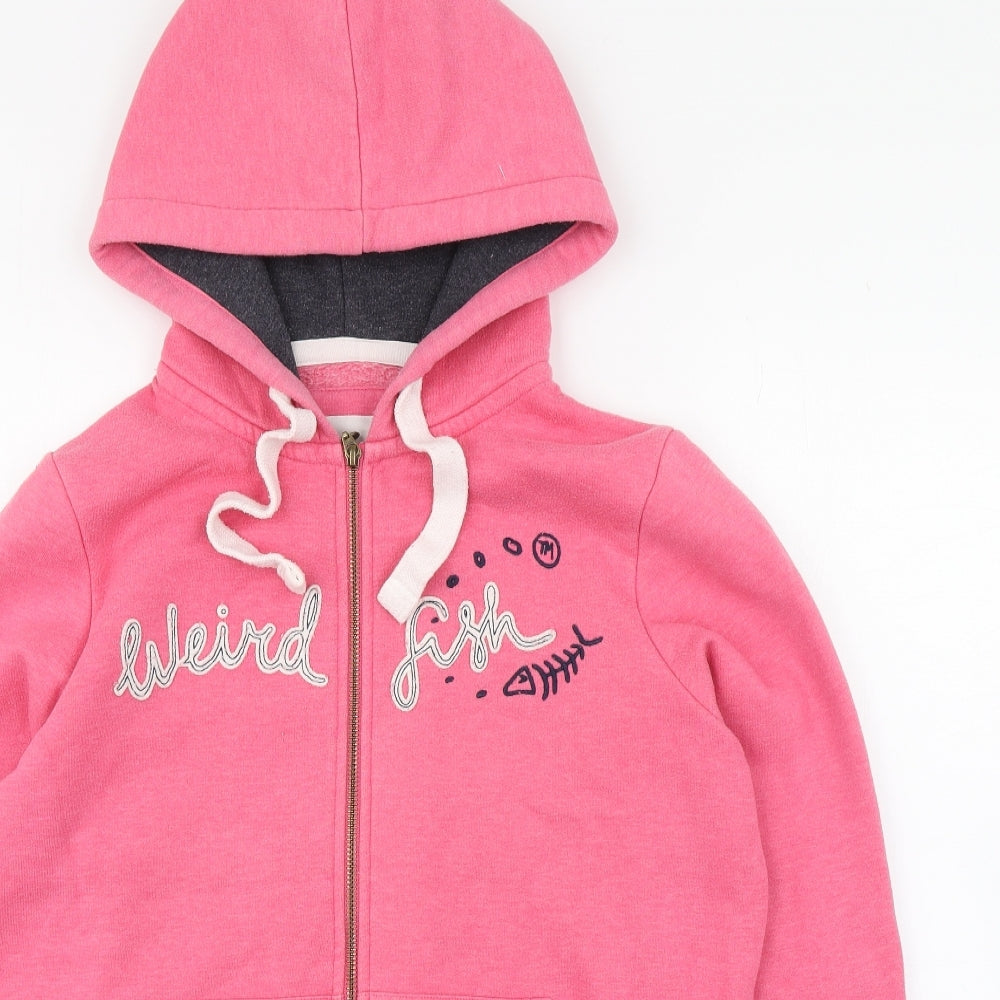 Weird Fish Womens Pink  Cotton Full Zip Hoodie Size 12