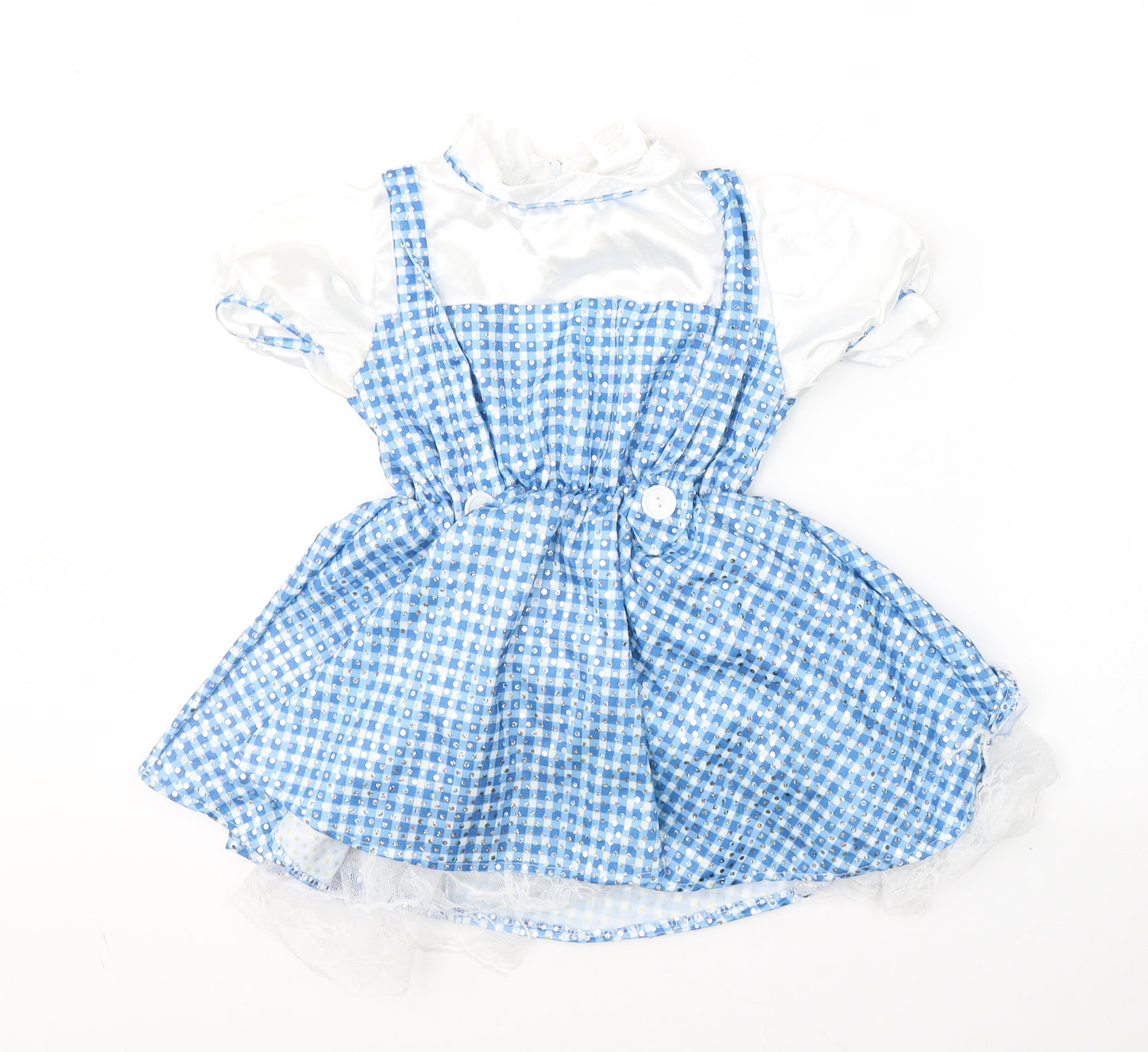 The Wizard of Oz Girls Blue Plaid Polyester Fit & Flare  Size S  Collared Zip - Dorothy  Fancy dress