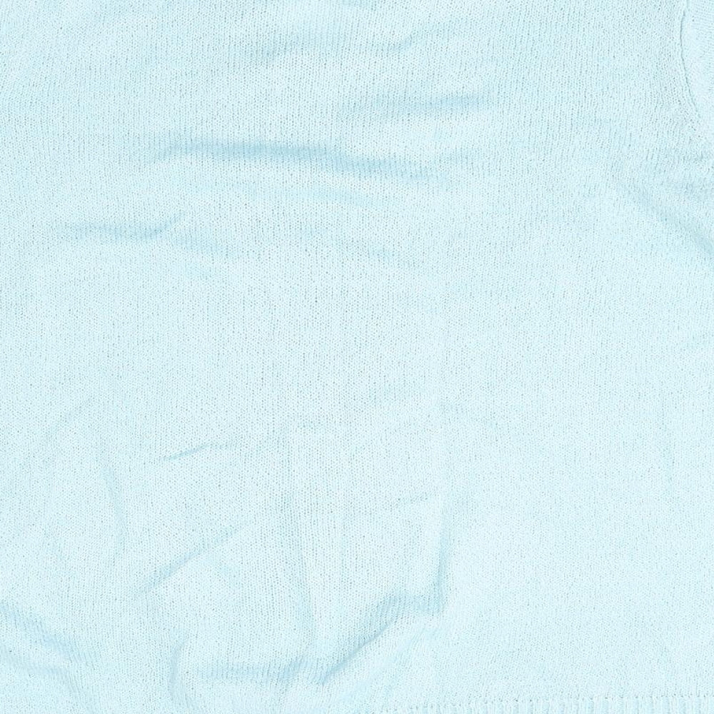 Honor Millburn Womens Blue  Acrylic Basic T-Shirt Size 14 V-Neck