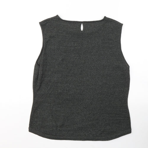 Planet Womens Black  Polyester Basic Tank Size M Round Neck