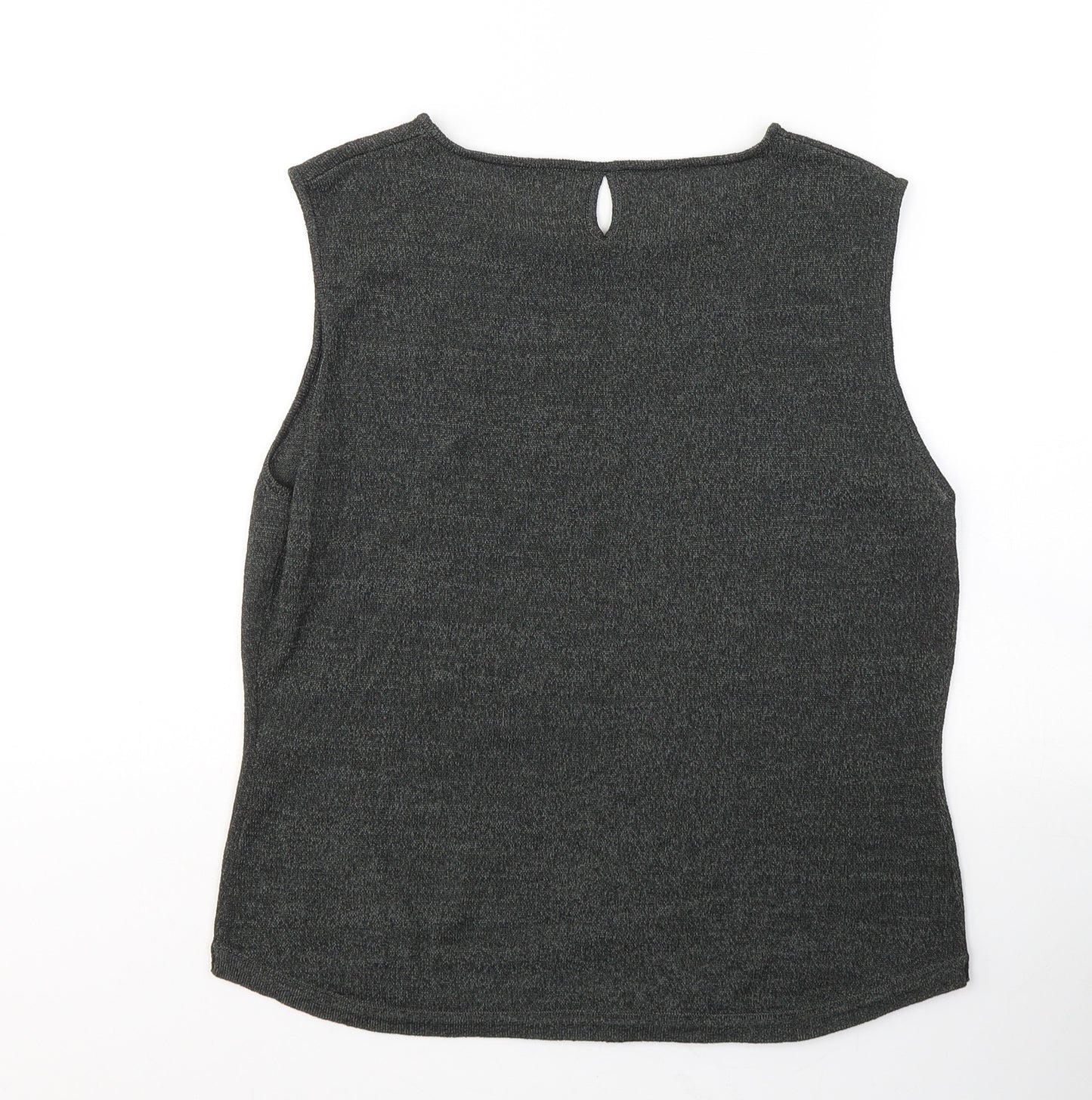 Planet Womens Black  Polyester Basic Tank Size M Round Neck
